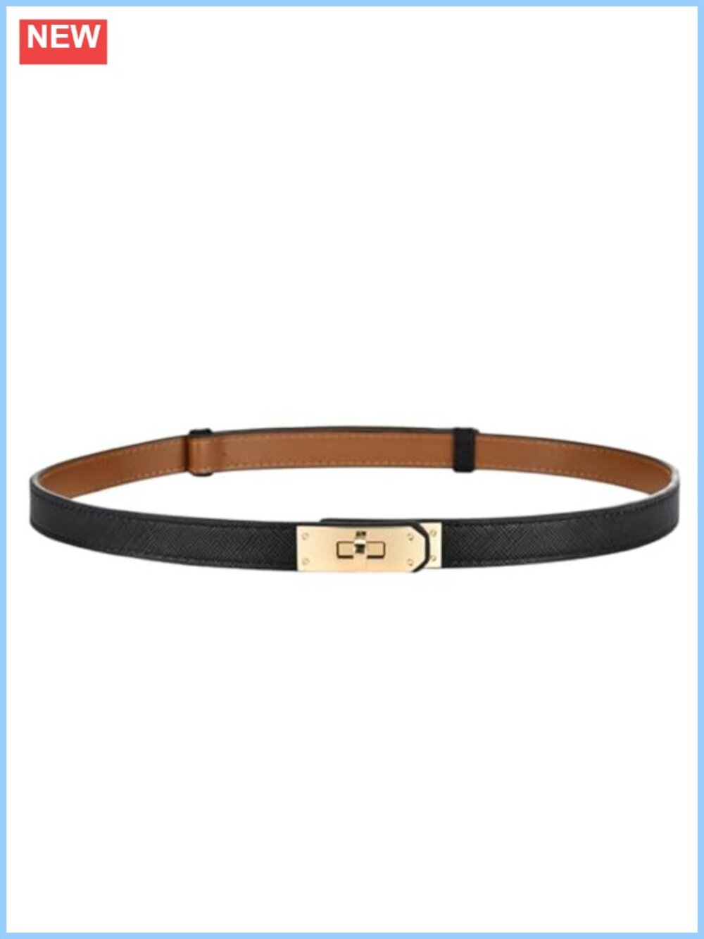 Women's Skinny Belt Adjustable Waist Metal Turn Lock Buckle for Dresses Jeans